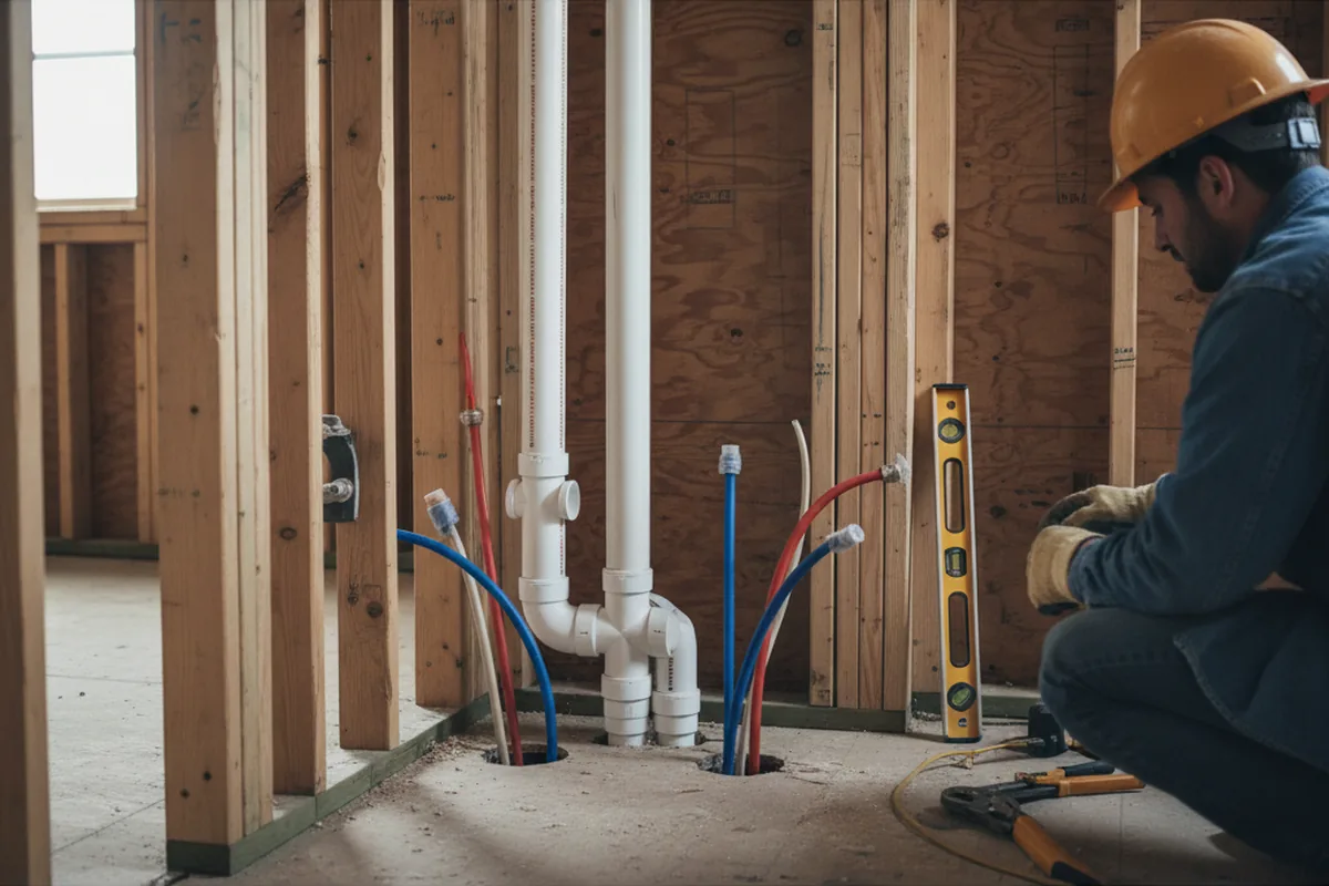 Drain and supply rough-in during Garbage Disposal Repair in Napoleon