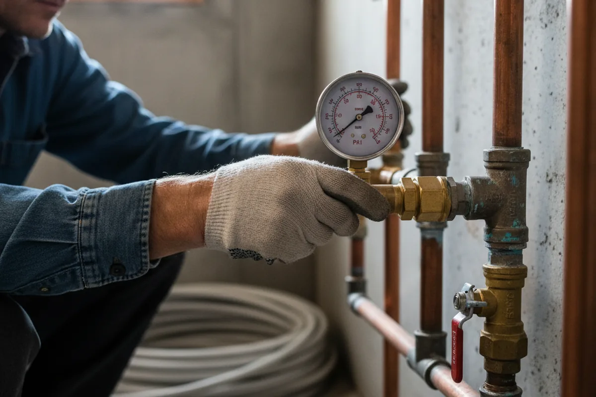 Pressure testing a repaired line during Water Line Repair in Napoleon